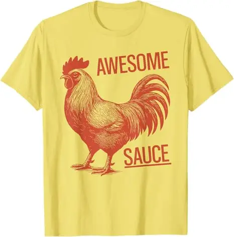 Fantastisches Sauce Chicken Rooster T-Shirt Farmer Grafik Outfit Y2k Design Sommermode Kleidung Kurzarm Blusen Spruch T-Shirt – Detail 5
