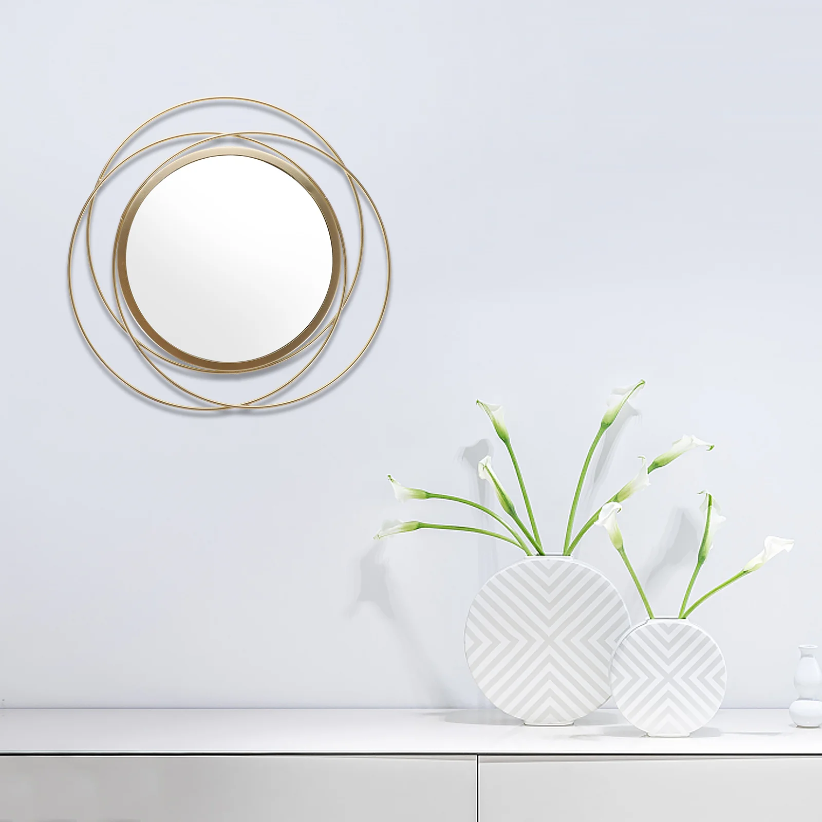 

1Pcs Circular Wall Hanging Mirror Premium Decorative Round Frame Mirror for Dorm Living Room Bedroom Wall Decor Space Saving