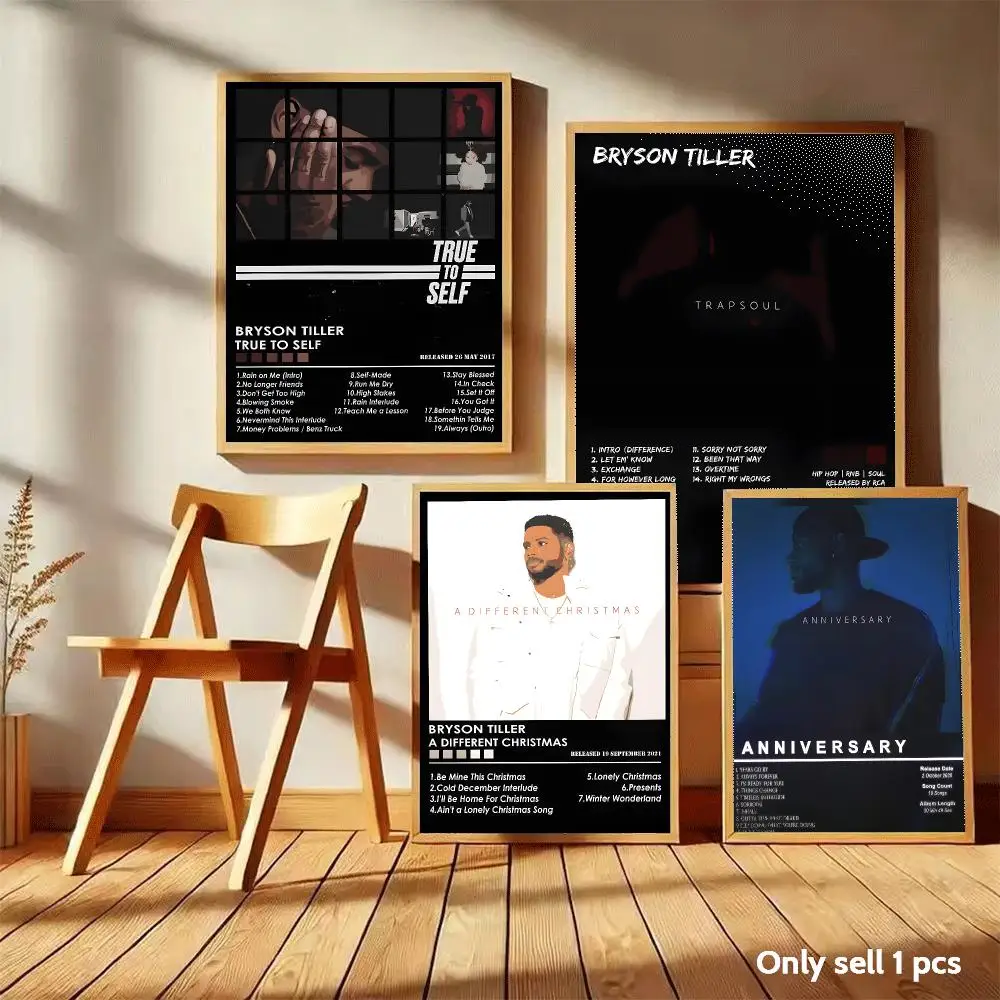 B-BRYSON TILLER Poster Home Living Bed Room Bar Hallway Sticky Wall Art Printing Aesthetic Decor