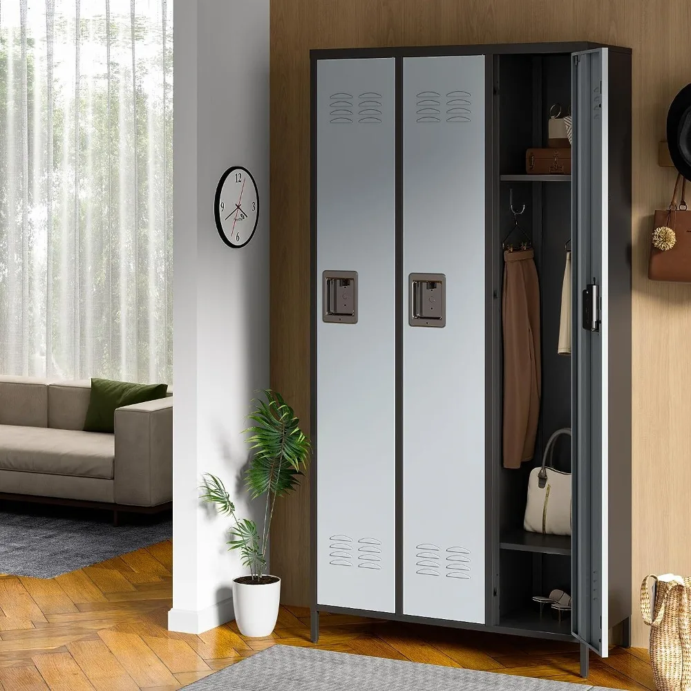 

Metal Lockers Storage Cabinet 3 Doors Locker for Office School Gym Hotel Home