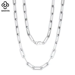 Rinntin 925 Sterling Silber Büroklammer Halskette Mode 14 Karat Gold Glieder kette Halsketten für Frauen Silber zierlichen Schmuck sc39