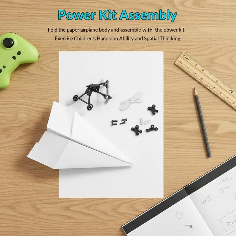 DIY Electric RC Paper Airplane Kit Gyro Stabilizer Remote Control Plane Educational Toy for Teens Family Activities