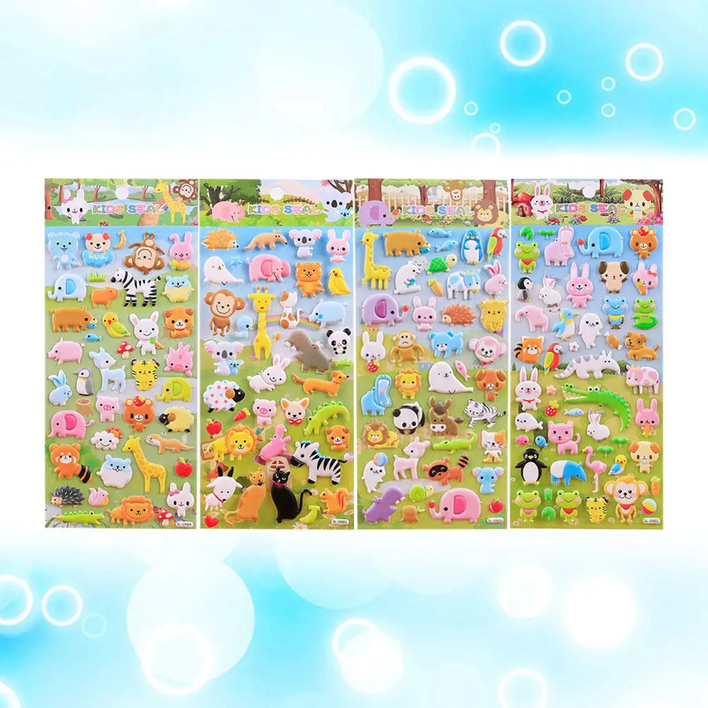 

8 Pcs Character Stickers for Kids Cute Animal Children Children's Cartoon Scene