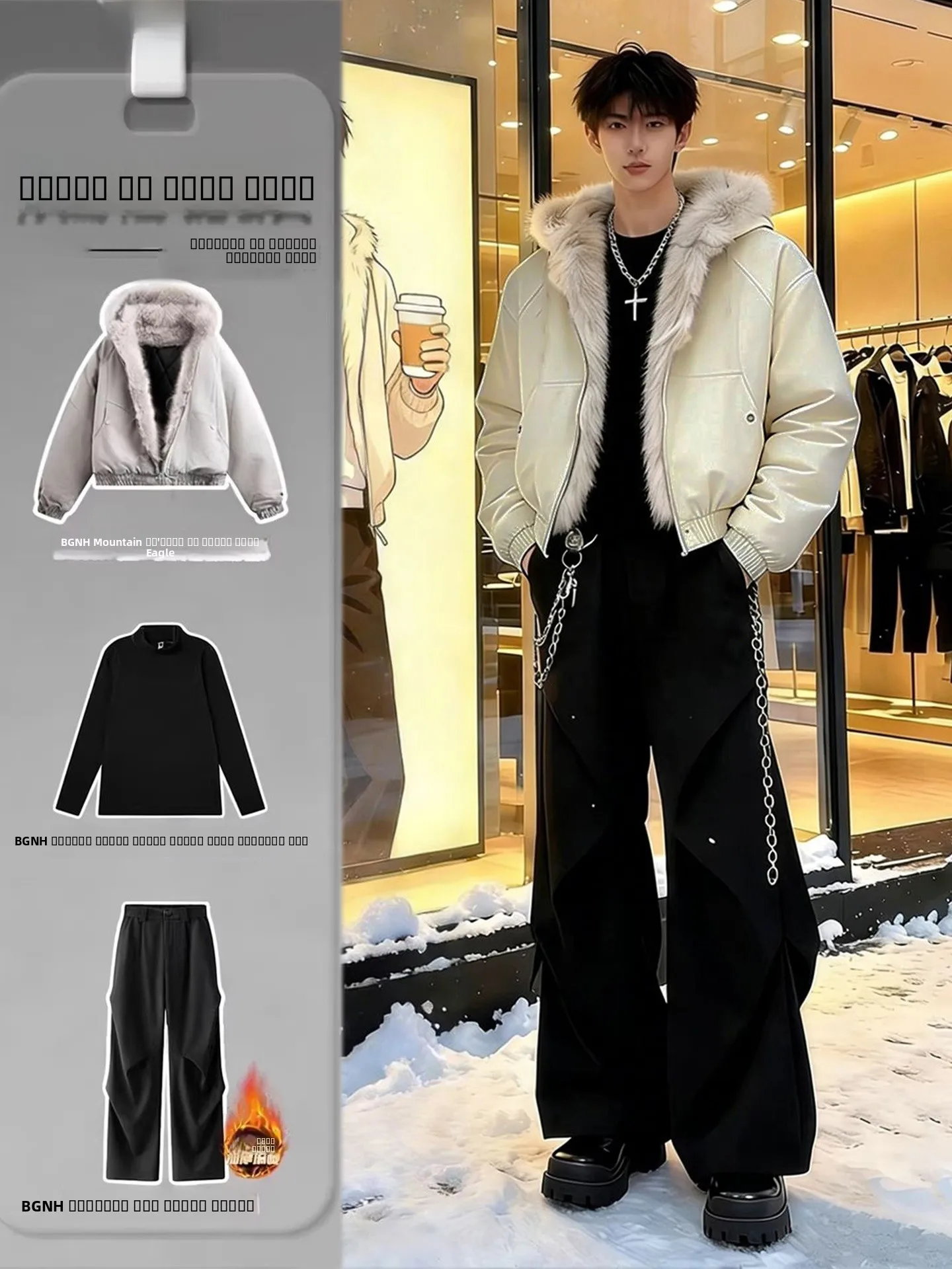 

Американская утепленная хлопковая куртка с капюшоном для мужчин: стильная, модная, зимняя, премиум-класса, с меховым воротником, укороченная модель.