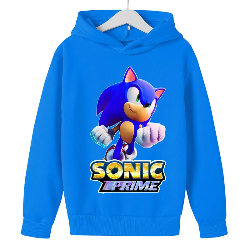 New Sonics Kids Hoodie Anime Cartoon Printed Hoodies Baby Boys Winter Casual Hooded Sweatshirts 2024 Autumn Children Clothing