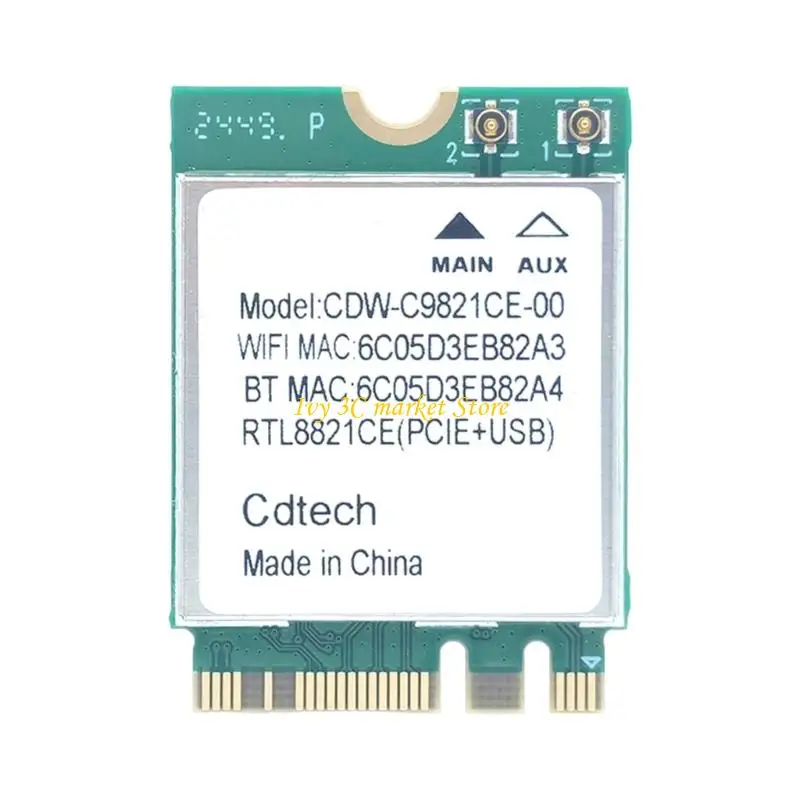 

D7YC RTL8821CE WIFI CARD Беспроводная сетевая адаптер M.2 Слот 2,4 ГГц 5 ГГц 600 Мбит / с для настольного ноутбука