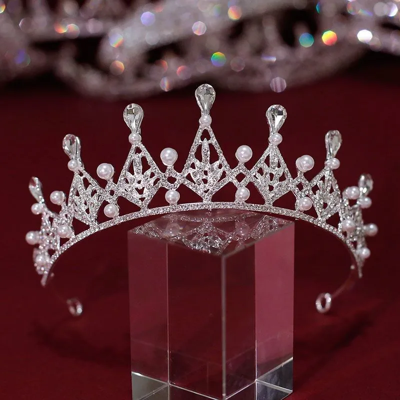 DIEZI Princess Silver Color White Crystal Tiara Crown Women Girls Birthday Party Dress Tiara Elegant Queen Bridal Accessories