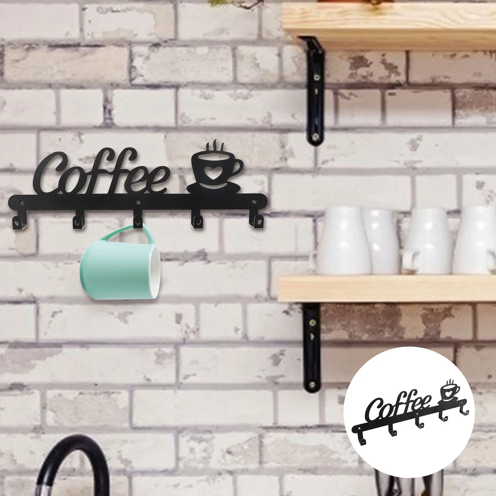 

Coffee Cup Hook Decorative Hanging Rack Storage Hanger Tea Mugs Display Organizer Wall Mounted Clothes Drying Organizing Holder