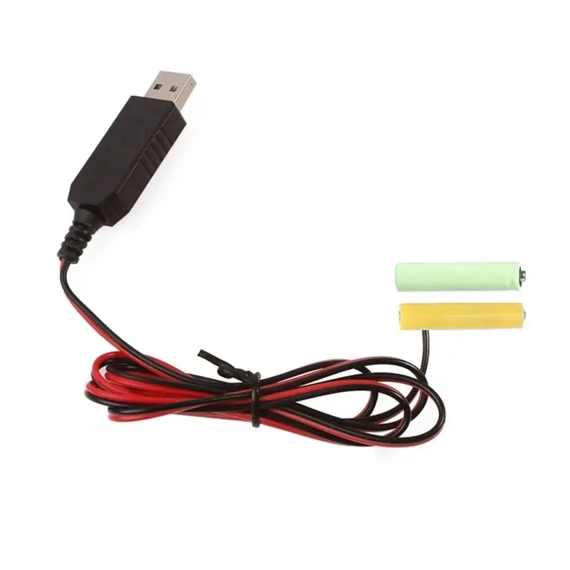 N75R-8X USB 5V To 3V LR03 AAA Dummy Battery Eliminators Cable For Remote Control Radio LED Light 2M