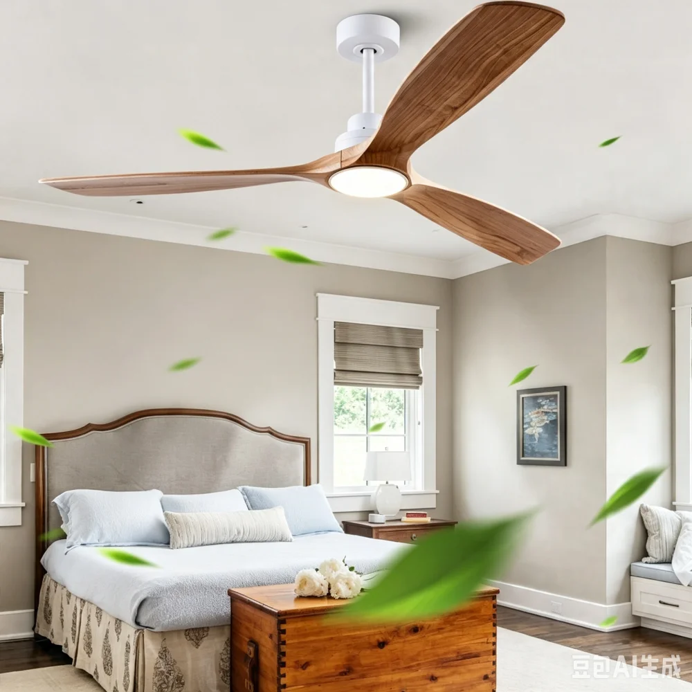 42/52/60 Inch Wood Ceiling Fan with Lights Remote Control Vintage Industrial Quiet DC Motor Ventiladores De Techofor Ceiling Fan