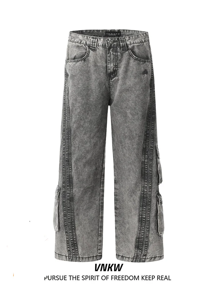 

Мужские джинсы в стиле ретро-американский кэжуал, свободного кроя, прямые, из 100% хлопка, с уникальным дизайном.