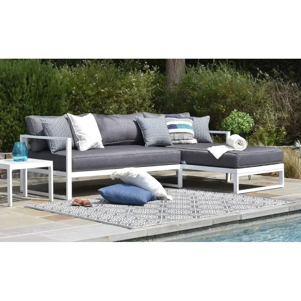 Weather-Resistant Metal Outdoor Patio Furniture Collection in Sofa, White