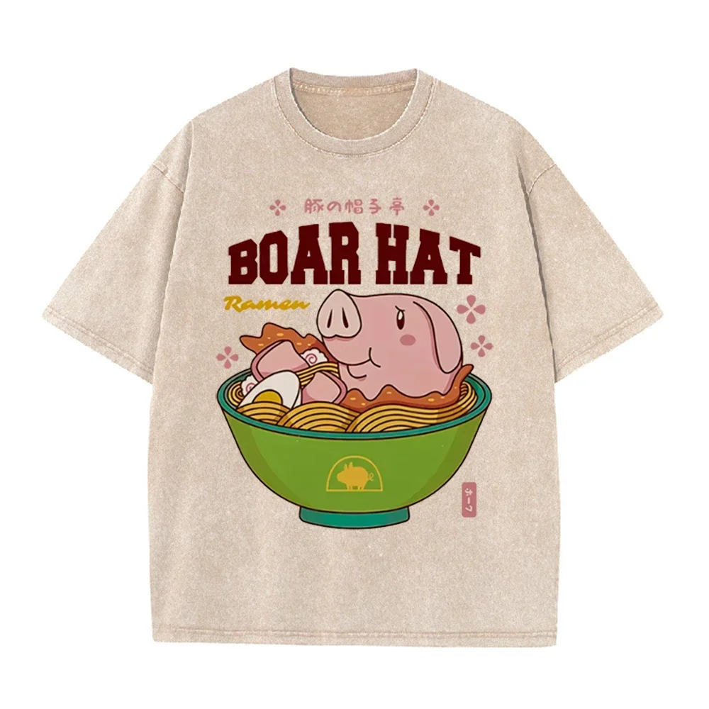 Camiseta 2026 de los Siete Pecados Capitales para mujer, camiseta de anime Nanatsu No Taizai Sir Hawk Ramen, camiseta unisex divertida de algodón con diseño de cerdo y fideos