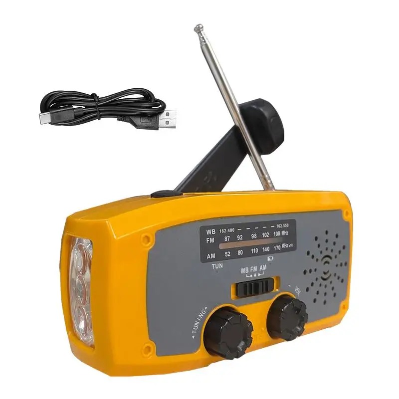 Hand Crank Radio Portable Radio Battery Powered Radio Hand Crank Flashlight Weather Radio For Charges Smartphone Weather Updates