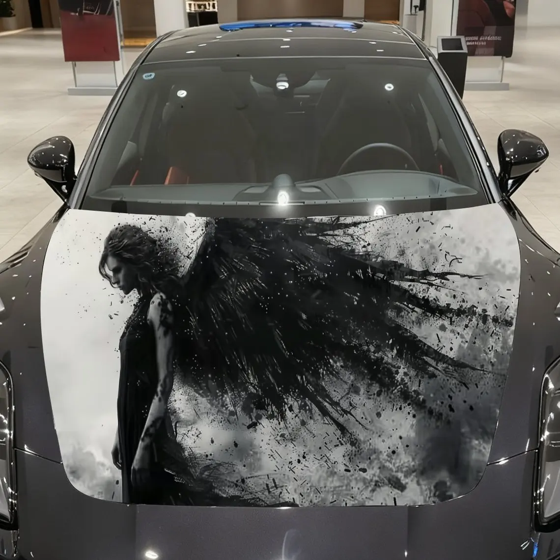 

Black-winged Angel Car hood packaging sticker, PVC material, self-adhesive waterproof, anti-slip paint, car exterior decoration