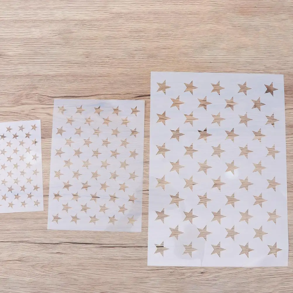 5 ชิ้น Hollow Inkjet แม่แบบ Star สําหรับภาพวาดธงวันประกาศอิสรภาพบนหัตถกรรมไม้คุณภาพสูง