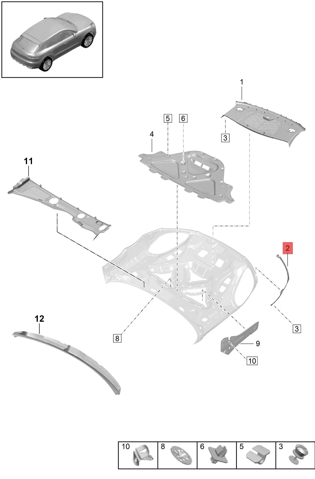 95B807173C1E0 95B807174C1E0 for Porsche macan Headlight Molding Trim