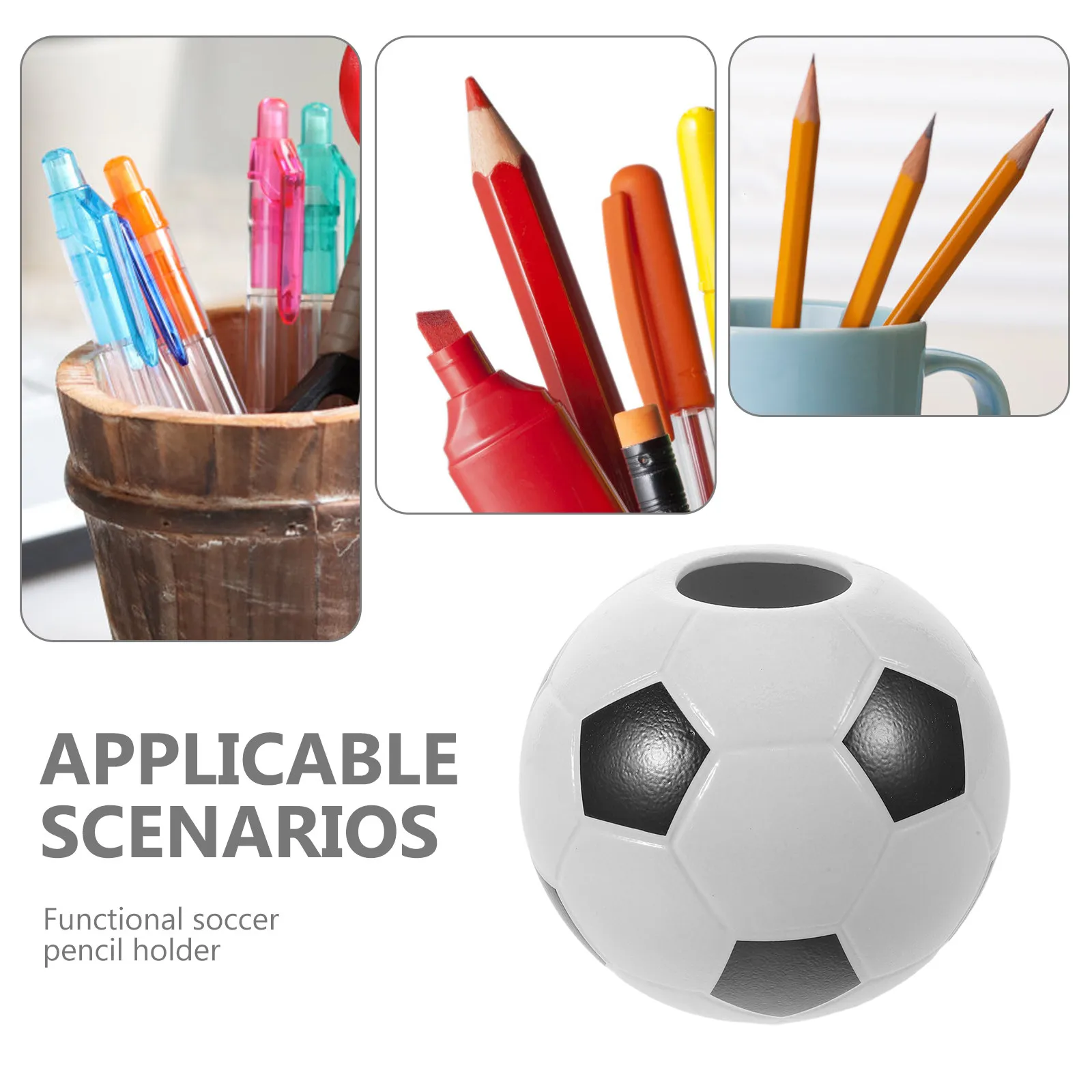 Soccer Themed Desk Organiser Ceramic Football Pencil Cup for Desk Study Work Space Kids Room Decor Sports Ball Pen Holder Soccer