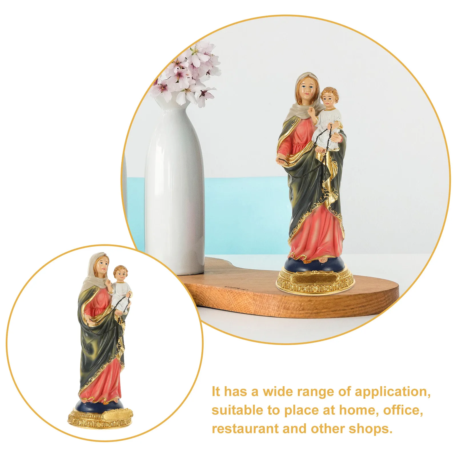

Religious Virgin Mary Desktop Decoration Fine Craftsmanship Compact Size Lightweight Home Ornament Church Decoration Miniature