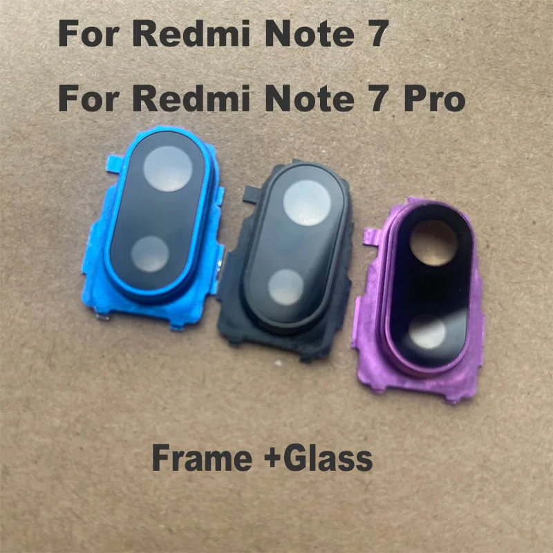 1PCS For Xiaomi Redmi Note 7 PRO Back Camera Glass Rear Lens Cover With Frame Ahesive Sticker Replacement