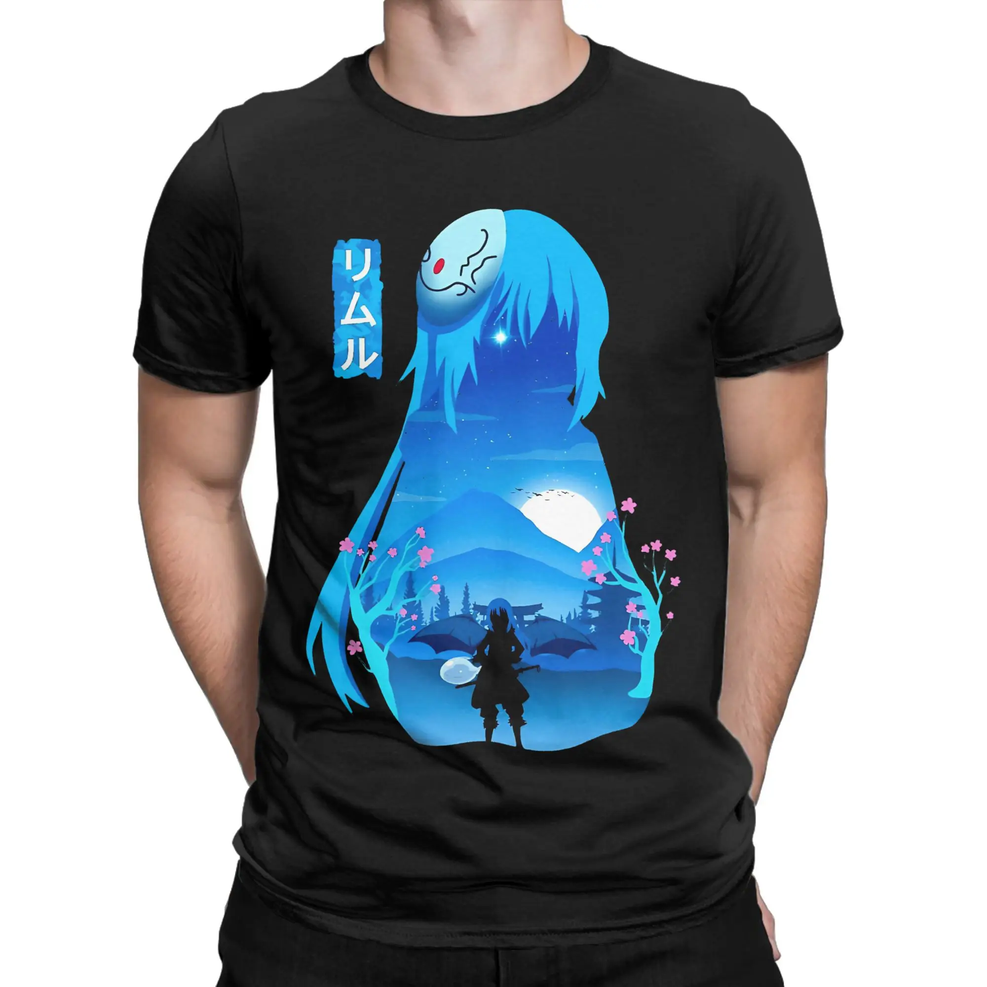 Rimuru Tempest Negative Space T-Shirt Summer That Time I Got Reincarnated as a Slime  T Shirts Men 100% Cotton O-Neck Clothes