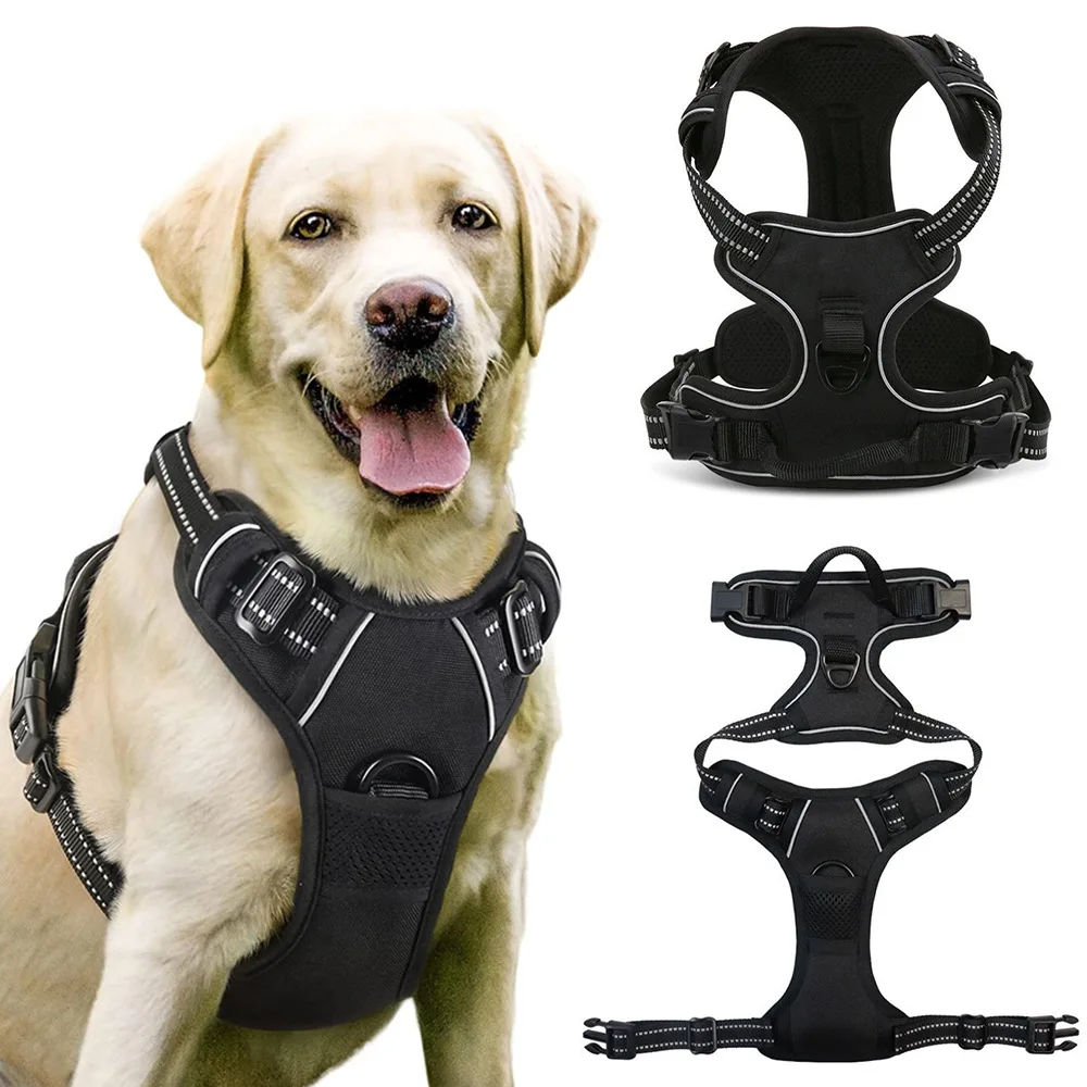 Dog Harness Anti-Pull Pet Harness Adjustable Soft Dog Vest Reflective Anti-Suffocation Pet Oxford Vest Pet Collar Pet Supplies