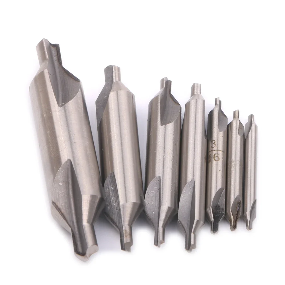 

7pcs /Set A-Type 1/8,5/32,3/16,1/4,5/16,3/8,1/2 Center Drill HSS Combined Double End 60 Degree Angle Countersink Bit
