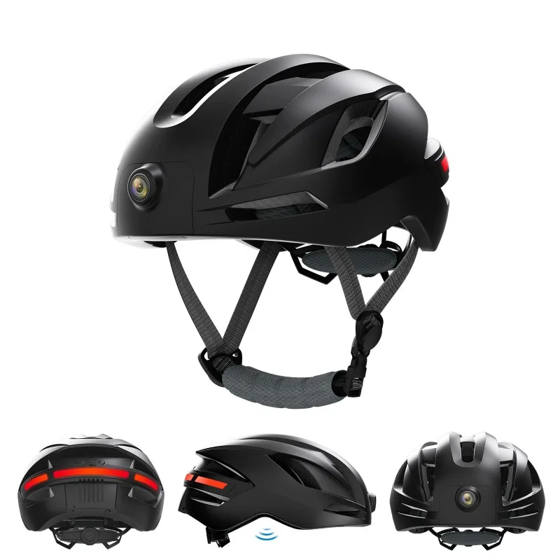 Inteligentny kask rowerowy dla dorosłych z kamerą |   Kamera 1080P, Muzyka i połączenia Bluetooth, Tylna lampa LED, Certyfikat bezpieczeństwa