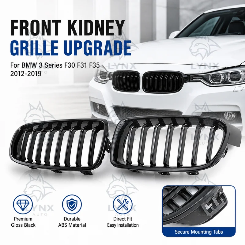 For BMW 3 Series F30 F31 F35 2012-2019 Single Bar Gloss Black Style Front Kidney Grille Upgrade Tuning Aftermarket