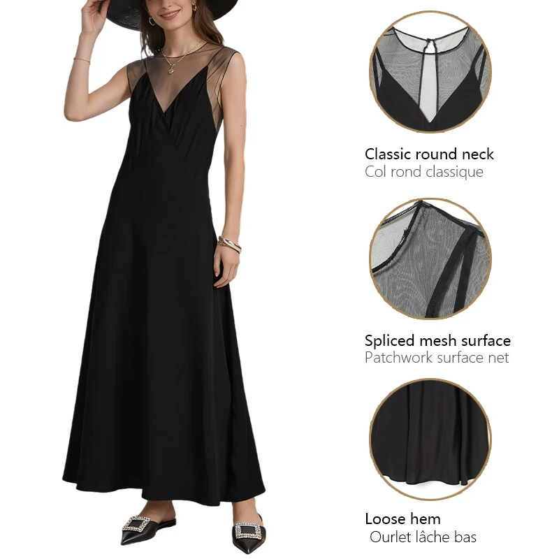 Womens Dresses Sleeveless Sheer Long Dress For Women Elegant Mid Length Dress For Autumn And Winter Suitable For Work And Dates