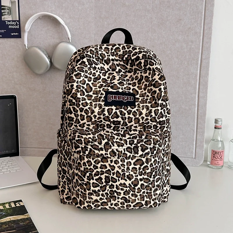 LEOPARD CANVAS Zipper Ladies Backpacks 2025 New High Quality Large Capacity Bags for Women on Sale Casual Commuting School Bags