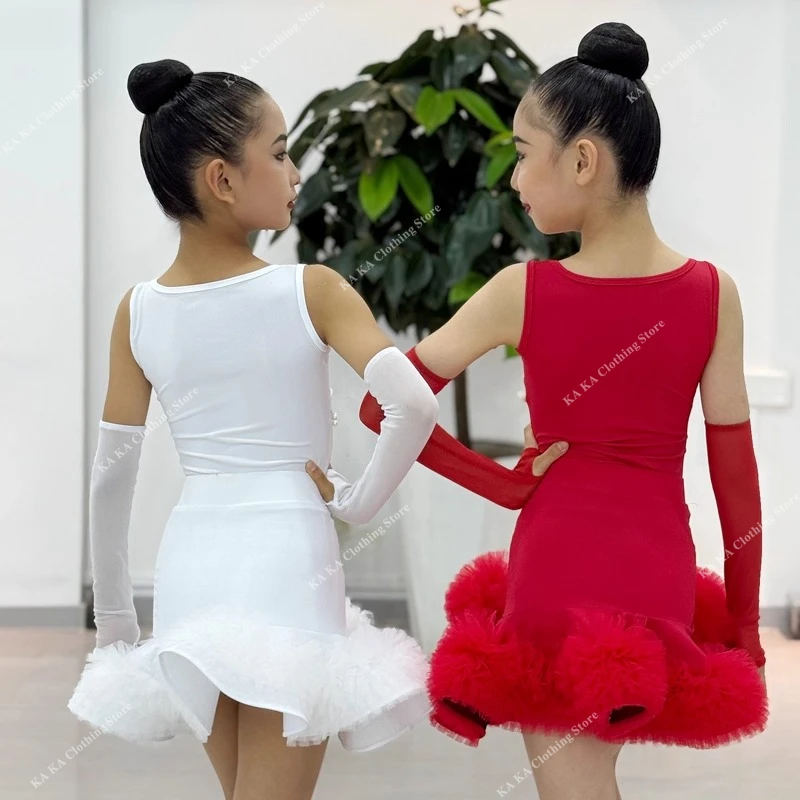 Standard Samba Rumba Tango Latin Dance Dress Girls Kids Cha Cha Salsa Dance Costume Girls Competition Ballroom Dance Dresses