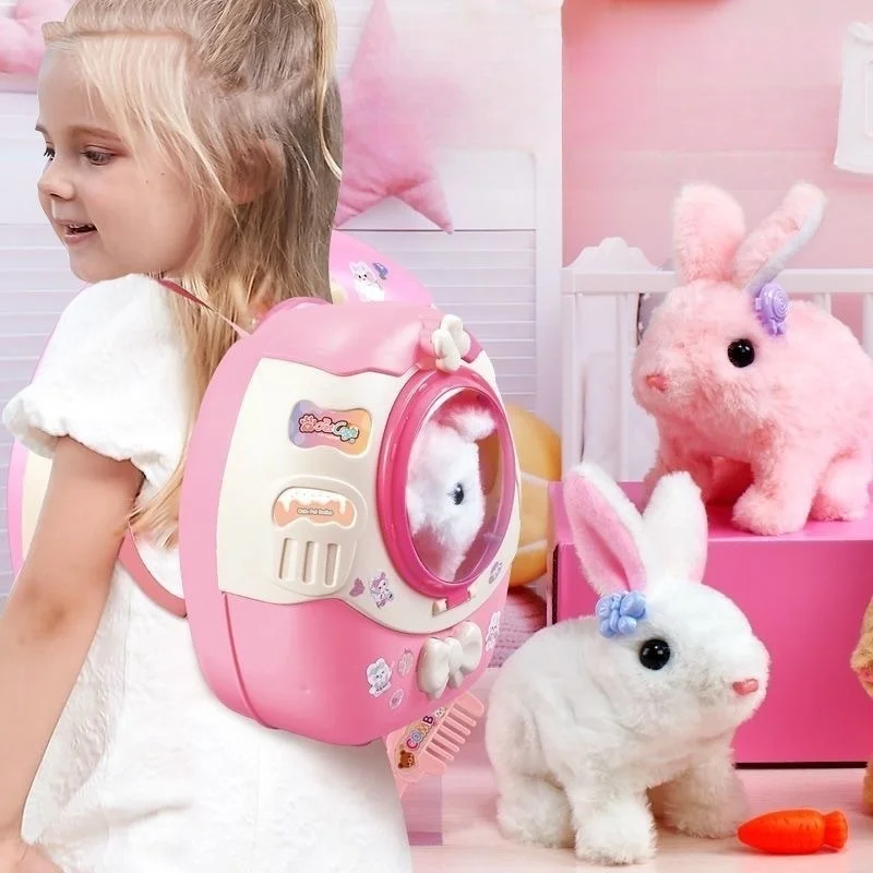 Sounding Animal Electric Pet Plush Rabbit  Toy With Simulation Movement Raise A Pet Toy Toddler Fun Birthday Gift