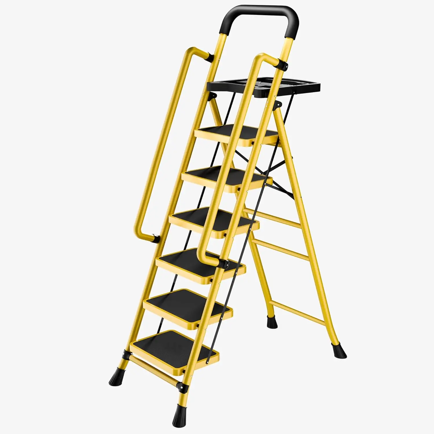 

Складная лестница-стремянка повышенной прочности с платформой, противоскользящими педалями и поручнем, грузоподъемность 330 фунтов, конструкция с безопасной блокировкой для взрослых.