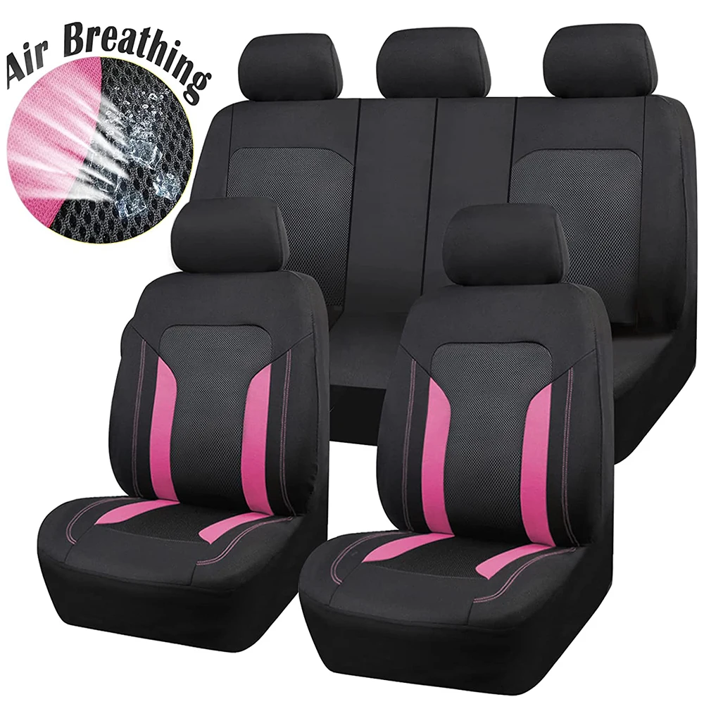 

AUTOPLUS Universal Switch Fabric Pink Car Seat Covers Airbag Compatible Breathable Summer Seat Covers Fit Most Car SUV Truck Van