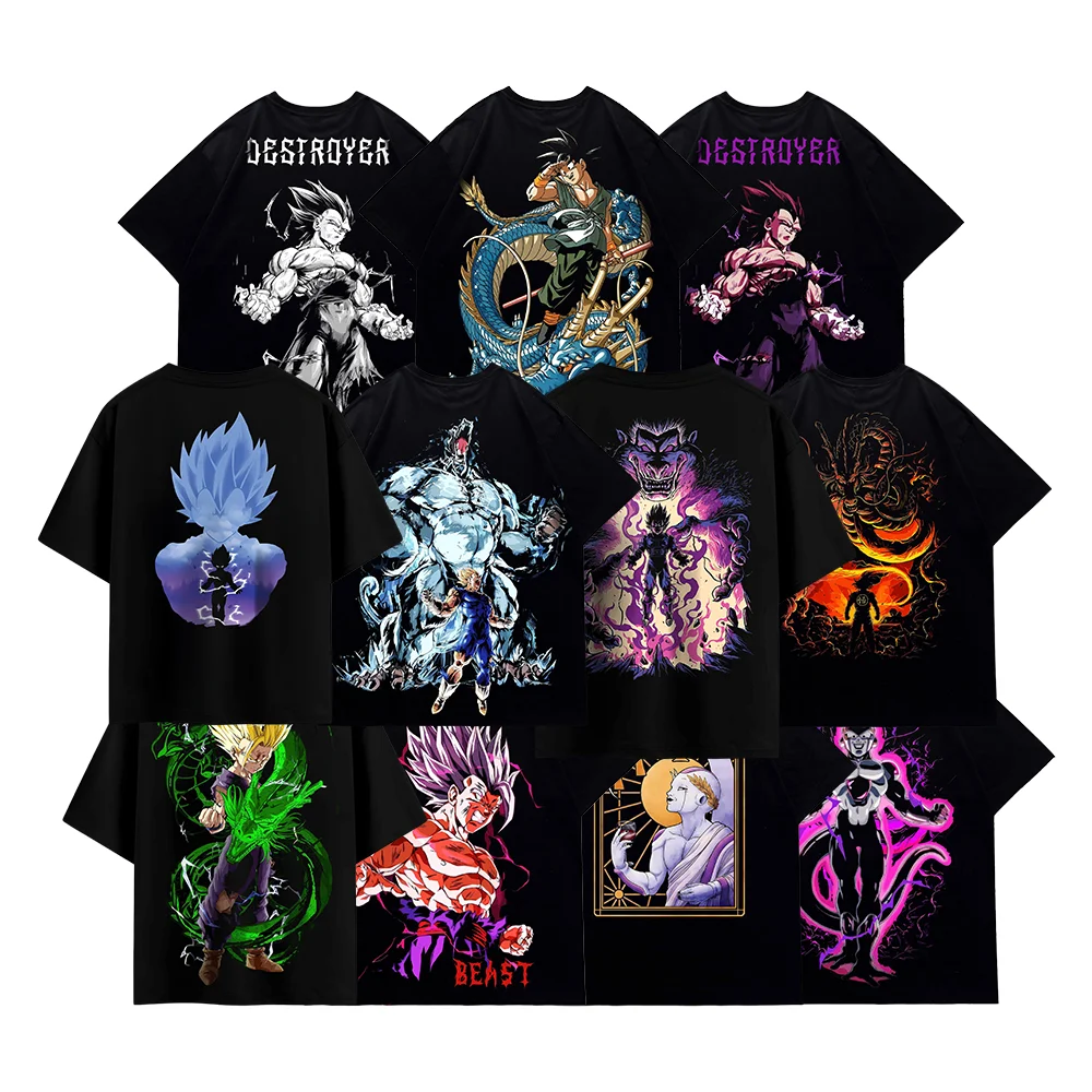 Vintage Anime Ball Dragon 3D-Druck Kurzarm-Tops Sommer Mode Unisex Manga Atmungsaktives T-Shirt Japanisches Klassisches Anime-Tee