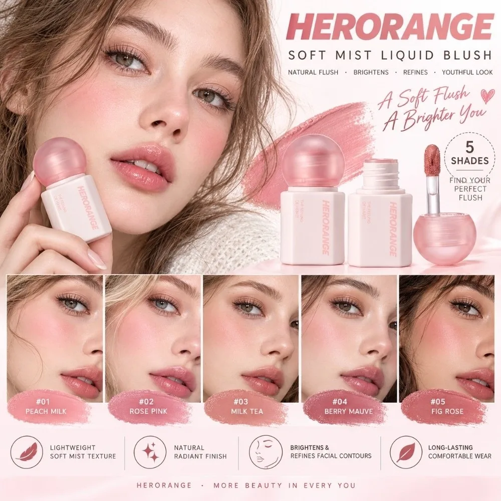 Soft Matte Liquid Blush Wand Lasting Brightening Highlighter Contour Stick Low Saturation Cheek Tint Rouge Adorable Cosmetic