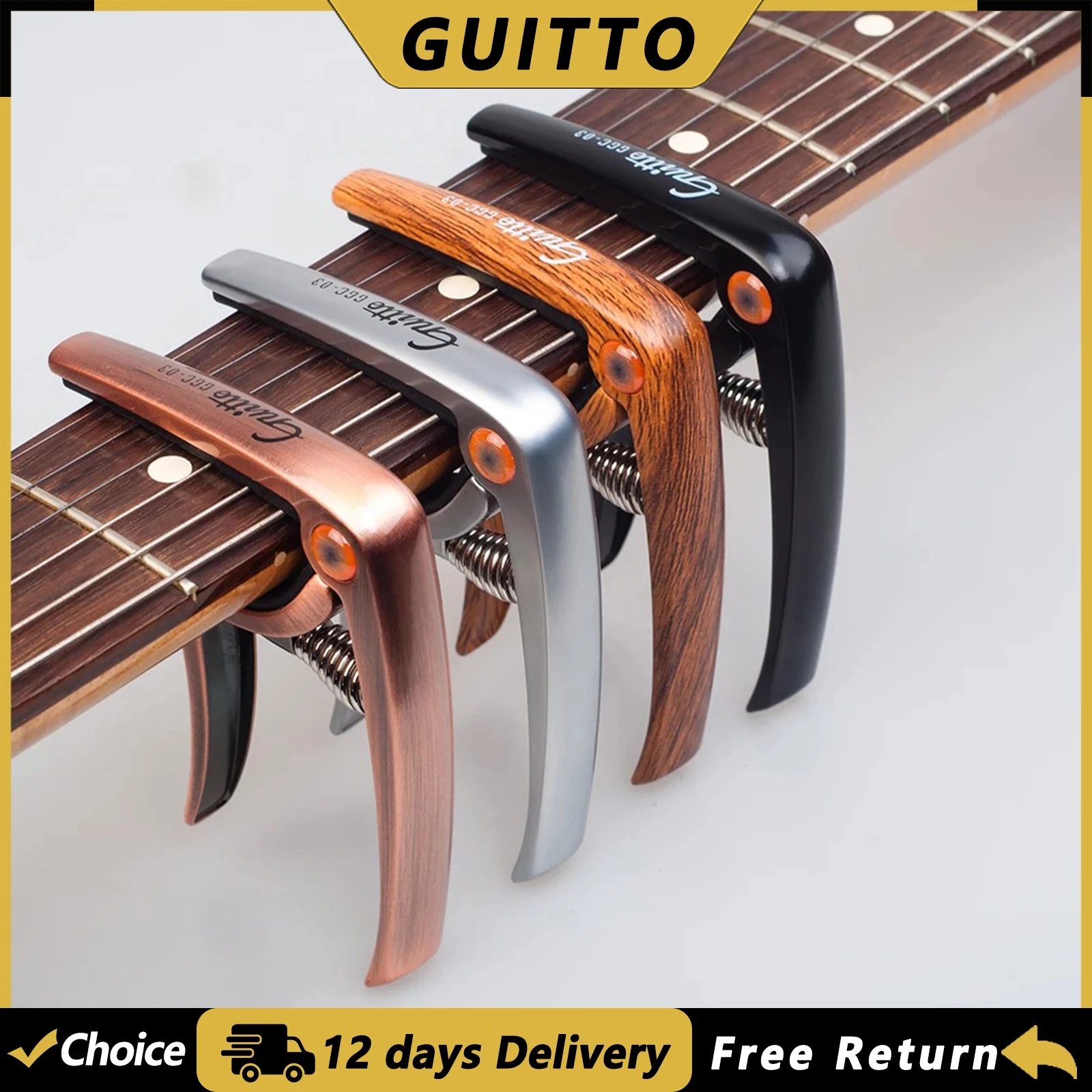 GUITTO GGC-03 Guitar Capo Acoustic Electric Guitar Ukulele Mandolin Banjo Zinc Alloy Tuning Clamp Guitar Parts & Accessories