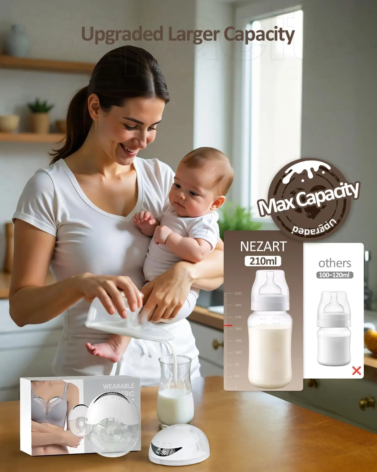 مضخة الثدي الكهربائية التي يمكن ارتداؤها بدون استخدام اليدين على شكل قذيفة USB قابلة للشحن 1200 مللي أمبير 4 أوضاع 12 مستويات مضخة حليب الثدي الصامتة غير المؤلمة #3