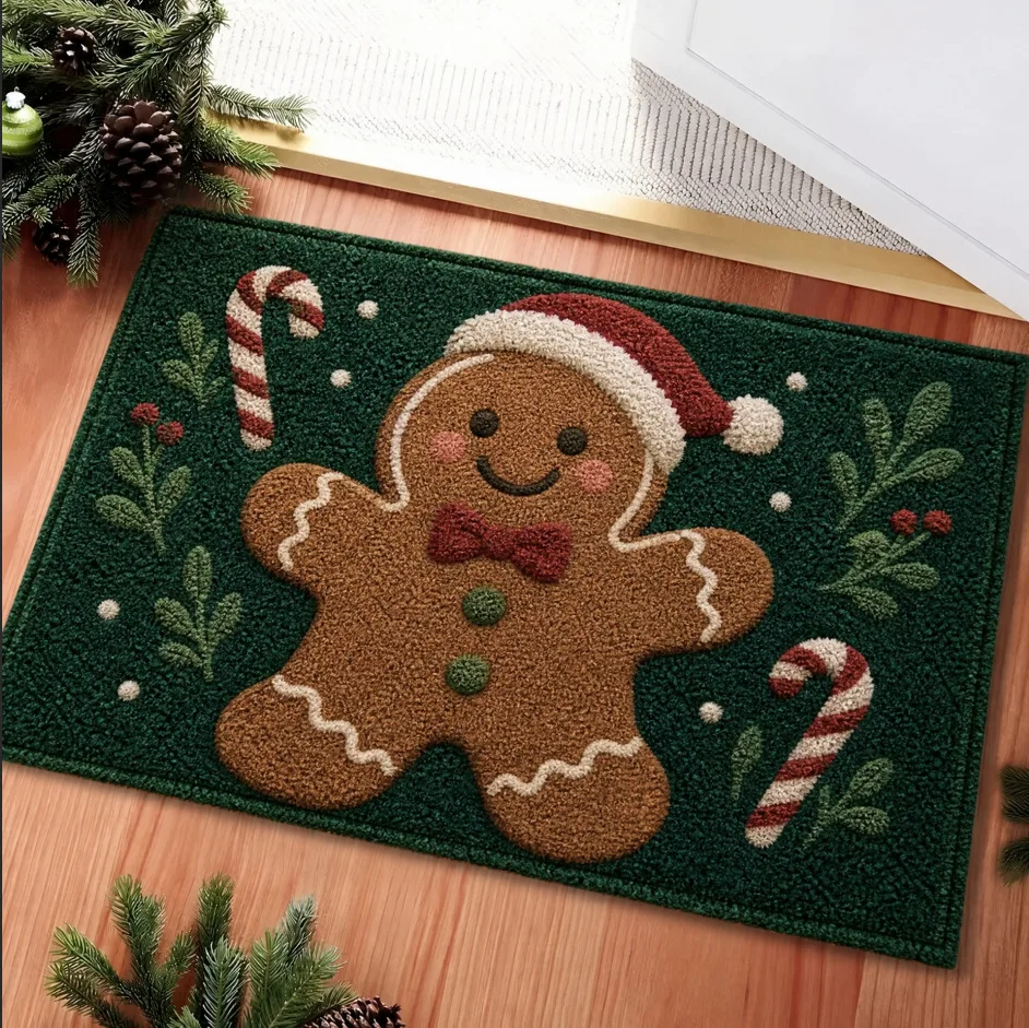 Cute Santa Claus Christmas Doormat, Non-Slip Entryway Mat, Festive Holiday Decorative Rug, Indoor Home Decor, Soft Floor Mat