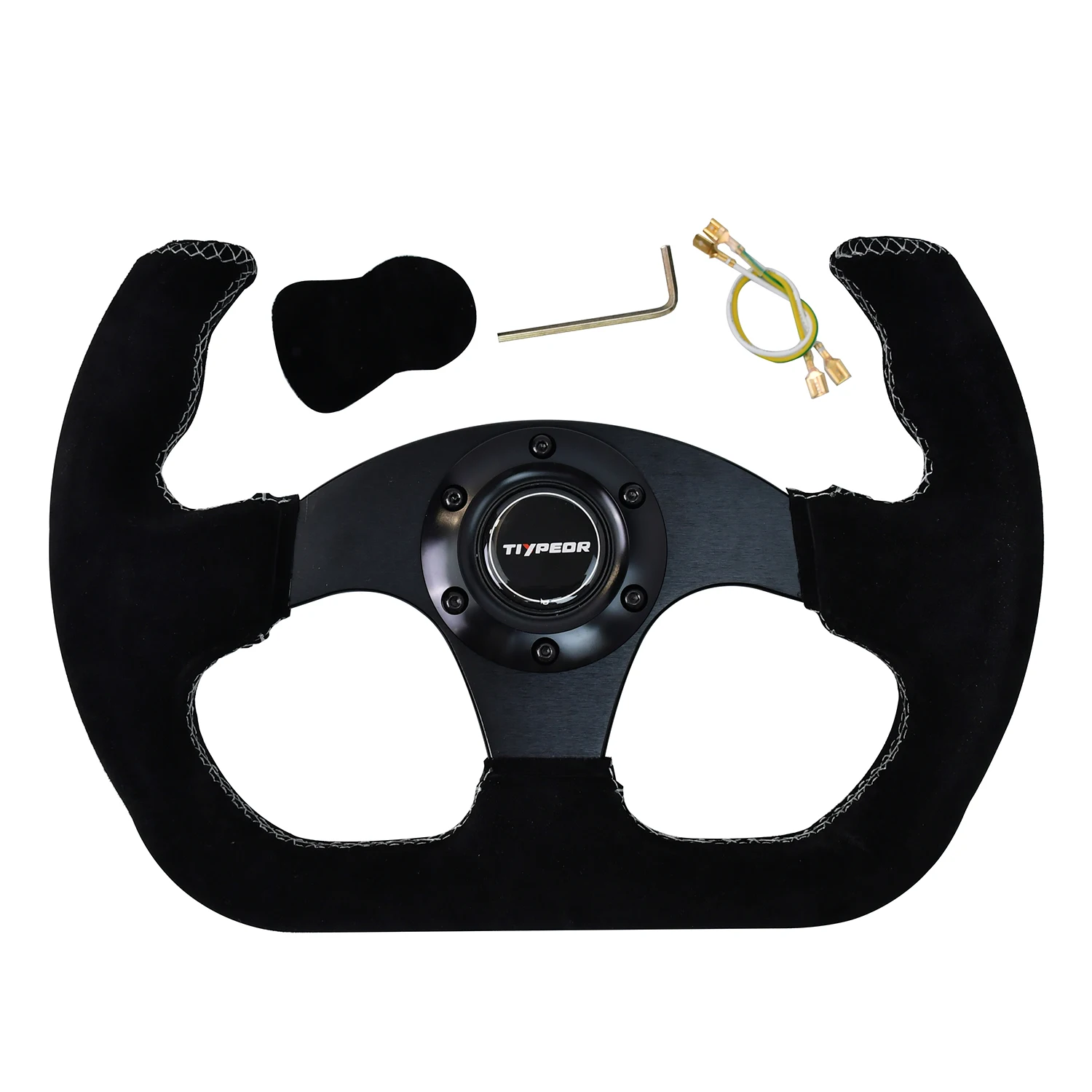 

SIM TIYPEOR 13 inch 330mm suede black Steering Wheel D-shaped opening universal sport steering wheel