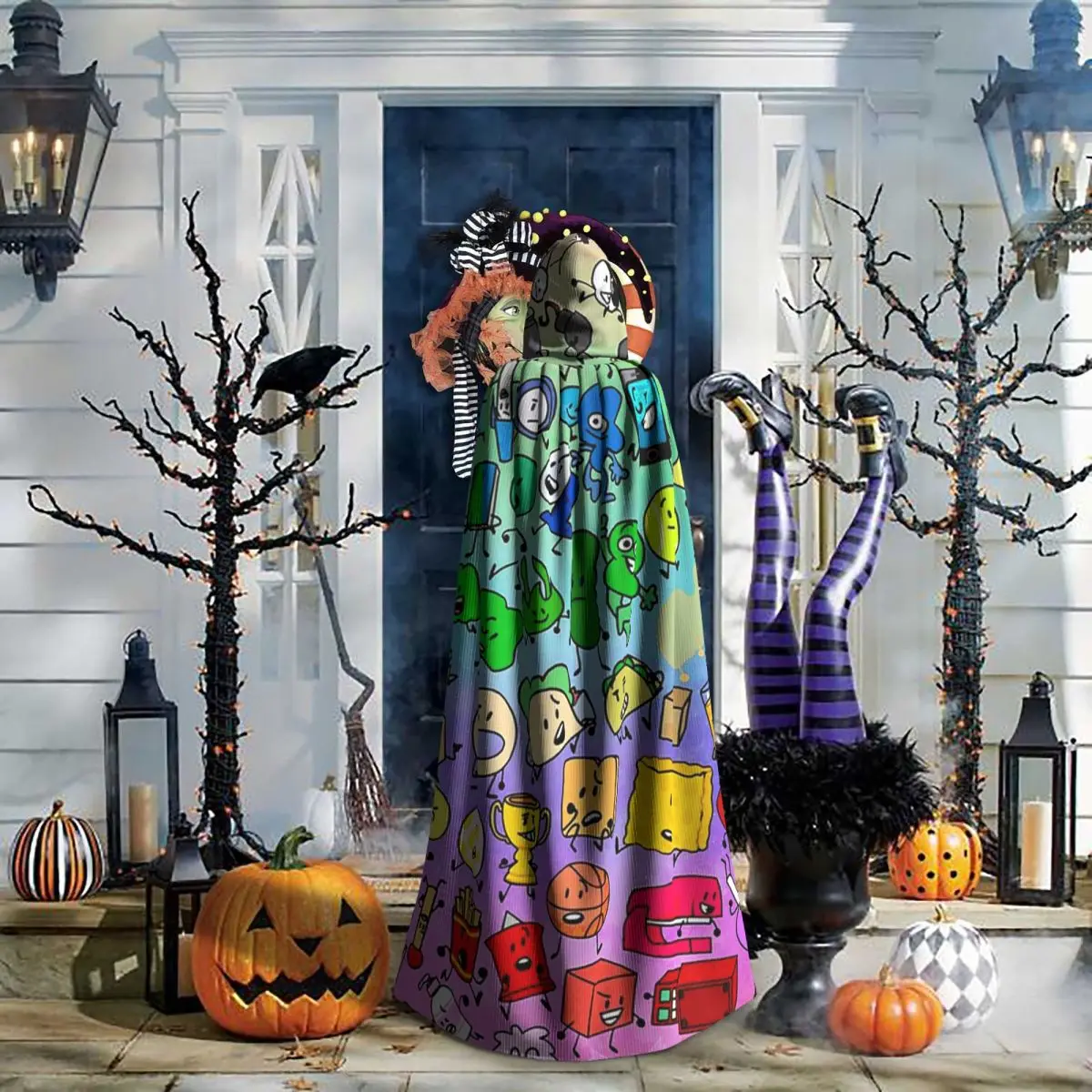 

Длинный плащ с капюшоном BFDI Inanimate Insanity (Радужный) — костюм ведьмы, средневековый костюм, накидка для косплея, плащ на Хэллоуин