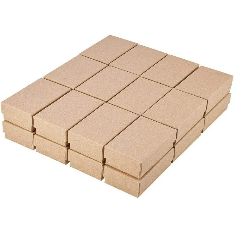 24 Pack 3x2x1 Inches Necklace Earring Ring Box Rectangle Kraft Cardboard Jewelry Gift Boxes for Anniversaries Weddings Birthdays