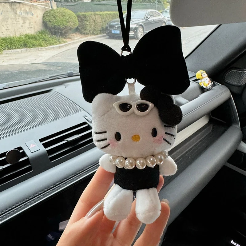 Sanrio Anime Cartoon Car Decoração, Linda Boneca De Pelúcia Chaveiro, Espelho Retrovisor Kawaii Pingente, Decorações Mochila, KT Cat, Presentes