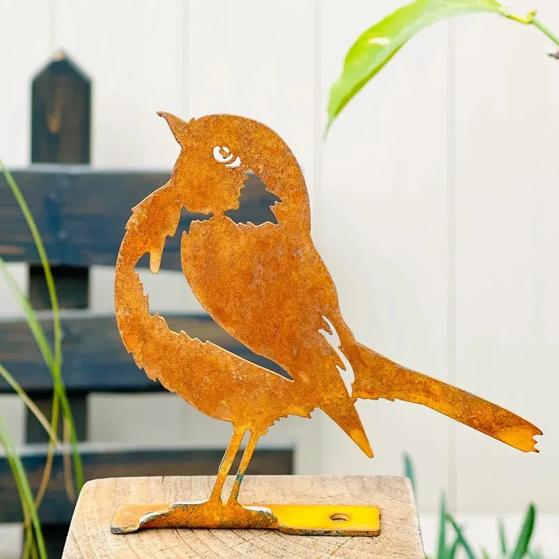 Metal Bird Silhouette Ornament Rust Effect Bendable Iron Art Rustic Yard Wall Courtyard Home Backyard Animal Craft Decoration