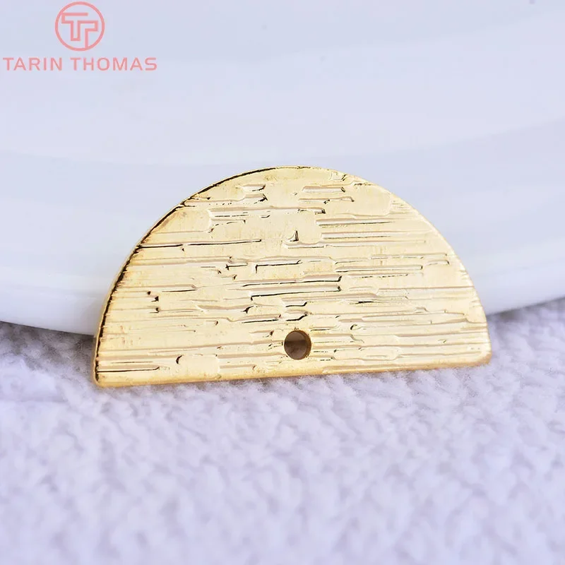 

(193)10PCS 11x21MM 24K Gold Color Plated Brass Semicircle Charms Pendants High Quality DIY Jewelry Making Findings