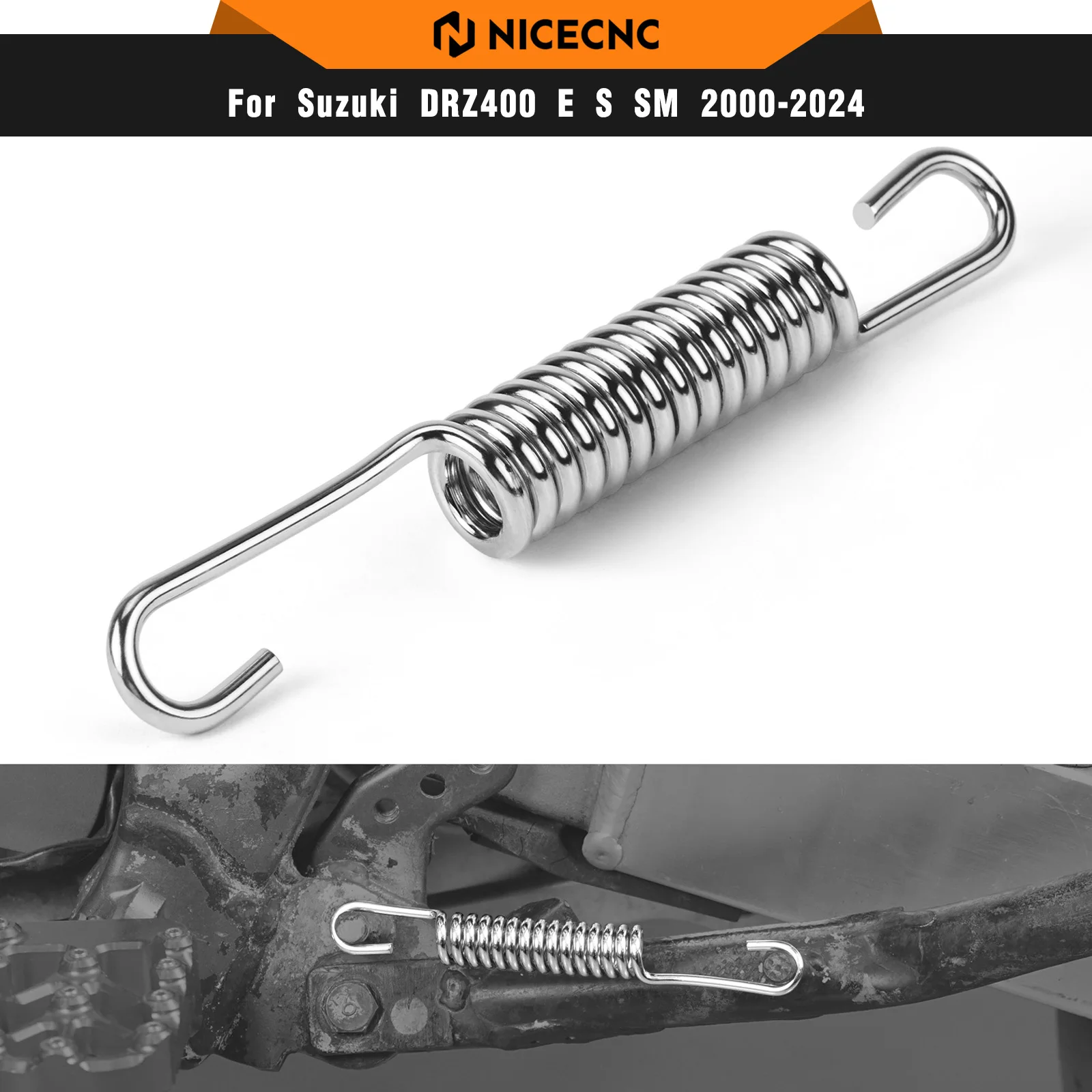 NICECNC For Suzuki DRZ400 DRZ400E DRZ400S DRZ400SM DR-Z 400 E S SM 2000-2024 2023 2022 Reinforcement Side Stand Kickstand Spring
