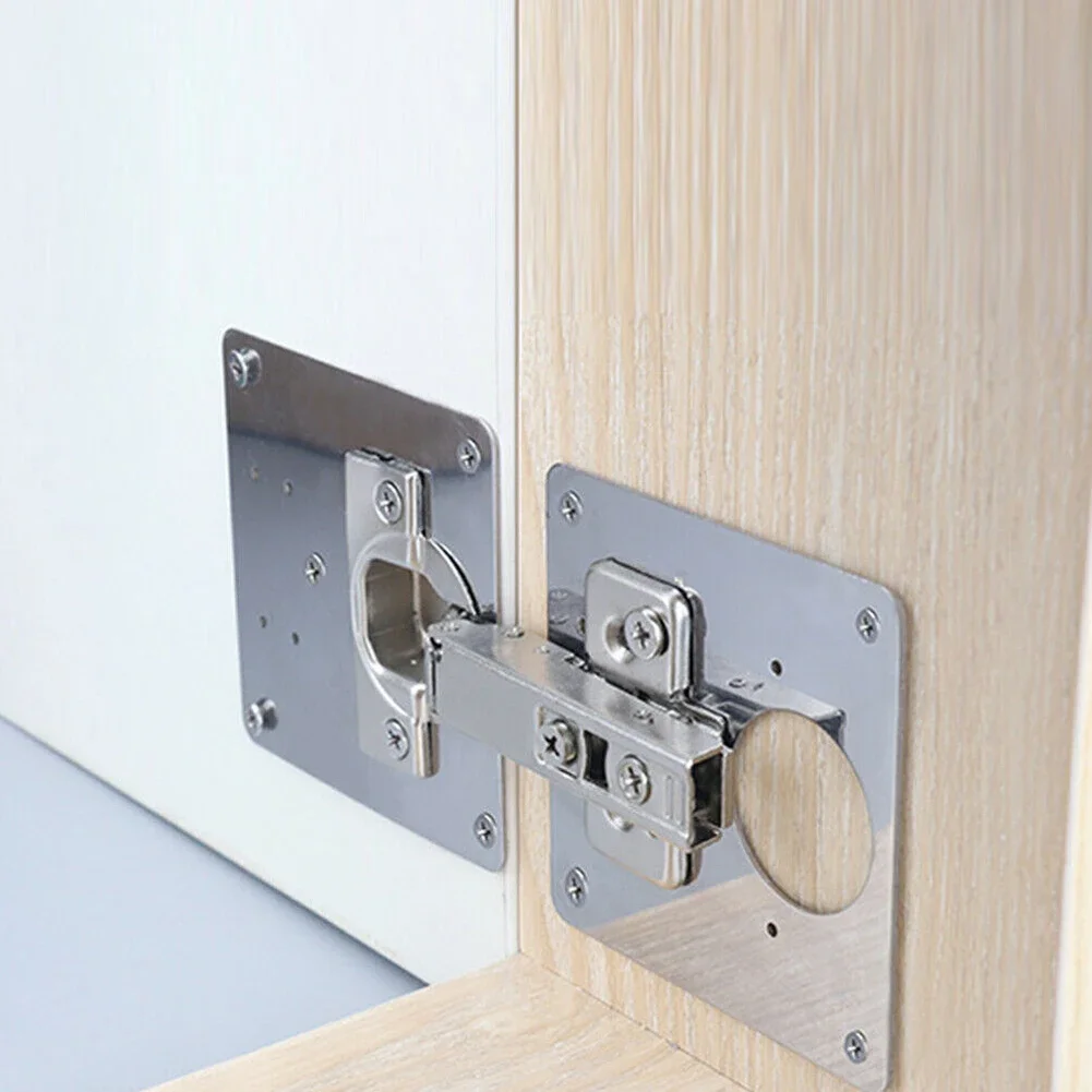 Cabinet Tool Hinge Repair Plate Drawer Firm For Door Rust Resistant Stainless Steel 90*90mm/3.5*3.5in High Quality