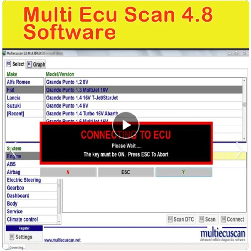 Multi Ecu Scan 4.8 Software for Fiat Connector Auto Repair Data Work With ELM327 Mult/iEcu/Scan V4.6 4.7 Registered Unlimited