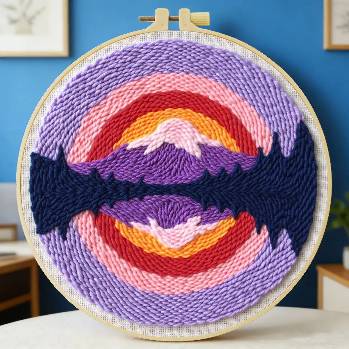 

Набор для вышивания панч-нидлами 20x20 см (7,87 дюйма) «Радуга», набор для вышивания крючком, вязания и рукоделия, подарок ручной работы, игольное искусство